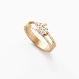 'Kirigami No. 2' Fairtrade Gold Ring with Oval Cut Diamond